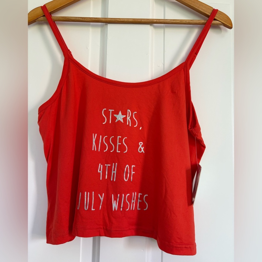 NWT French Affair Camisole Orange 4th of July Sleep Lounge Fesitval Crop Size XL
